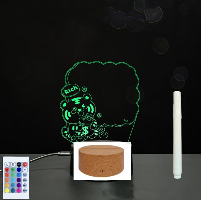 3D Acrylic Board Handwriting Message Board LED Light Style9 Wood grain B 0 - Tophatter Daily Deals
