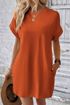 Pocketed Round Neck Short Sleeve Dress Casual Dresses - Tophatter Daily Deals