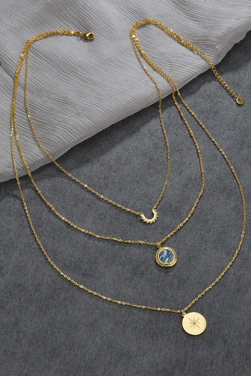 Triple-Layered Stainless Steel Necklace Gold One Size Necklaces - Tophatter Daily Deals