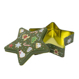 Green Star Christmas Tin Storage Boxes | Cookie Biscuit Tin Star Gift Box 19cm Tin - Tophatter Daily Deals