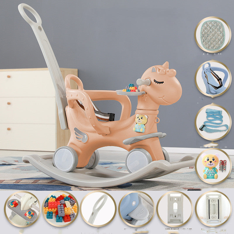 Baby Rocking Cart Birthday Gift Coral powder Exclusive edition 0 - Tophatter Daily Deals