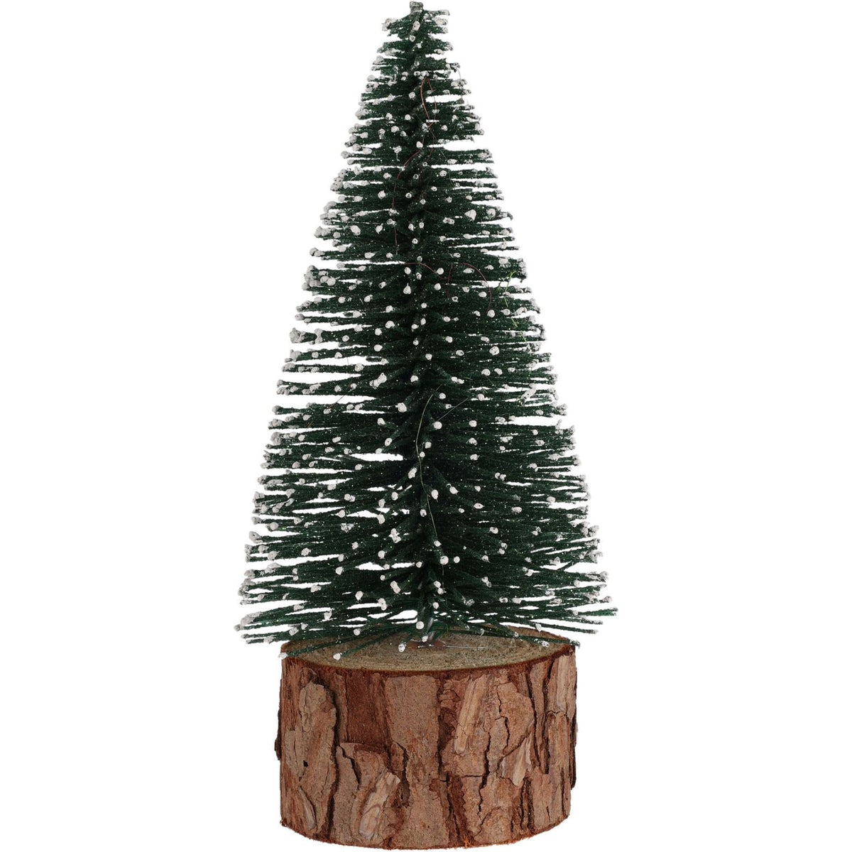 Snowy Green Mini Bottle Brush Christmas Tree | Snow-Flocked Pine Tree - 15cm Ornament - Tophatter Daily Deals