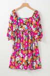 Printed Square Neck Half Sleeve Mini Dress Casual Dresses - Tophatter Daily Deals