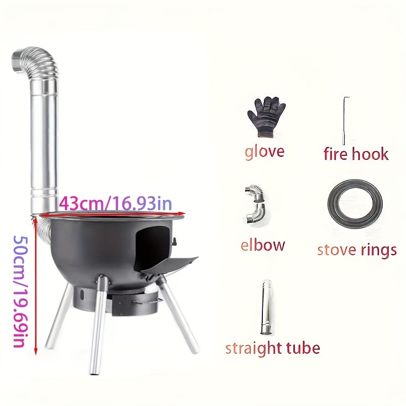 Portable Cast Iron Firewood Stove for Outdoor Cooking Outdoor Grills - Tophatter Daily Deals