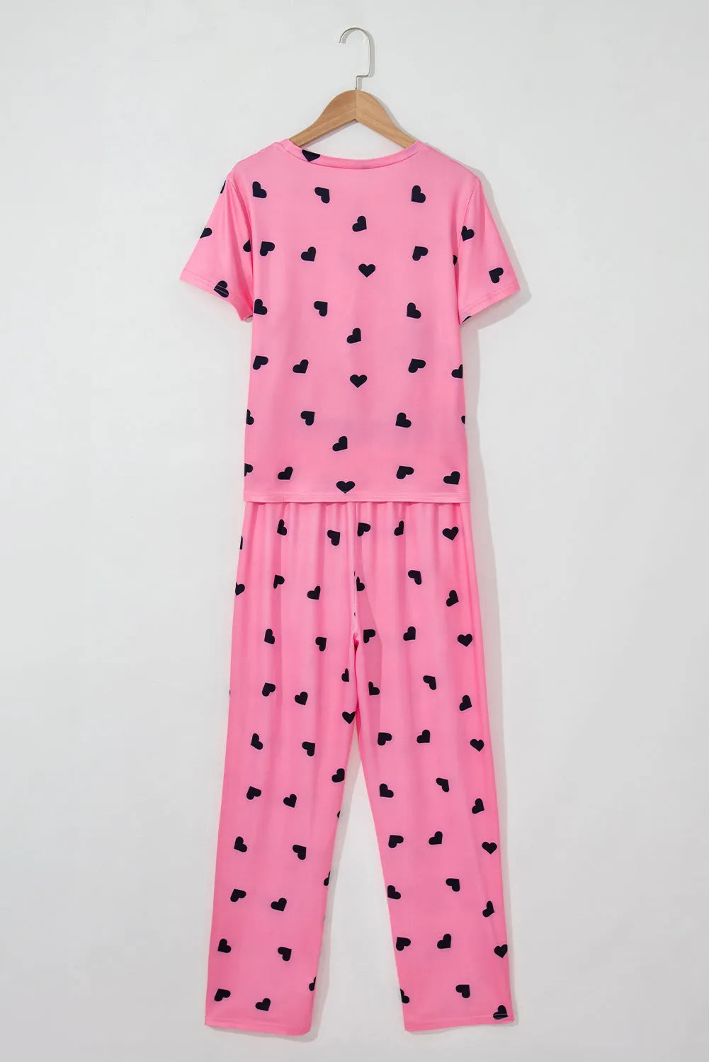 Pink Valentines Heart Print Tee and Pants Lounge Set Loungewear & Sleepwear/Sleepwear - Tophatter Daily Deals