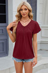 V-Neck Short Sleeve T-Shirt Wine Women's T-Shirts - Tophatter Daily Deals