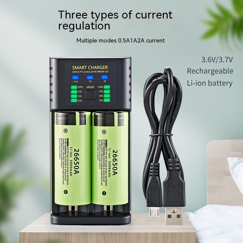 18650 Charger 4 Slot USB Lithium Ion 37V Battery Aani-mh 12V Battery High Current 2A Charging Case Double slot 26650style 0 - Tophatter Daily Deals