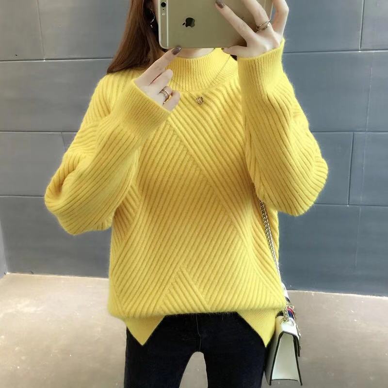 Soft Women’s Sweater - Loose Half High Collar, Ribbed Knit Bright yellow One size 3D Changing Face Moving Picture Frame - Tophatter Daily Deals