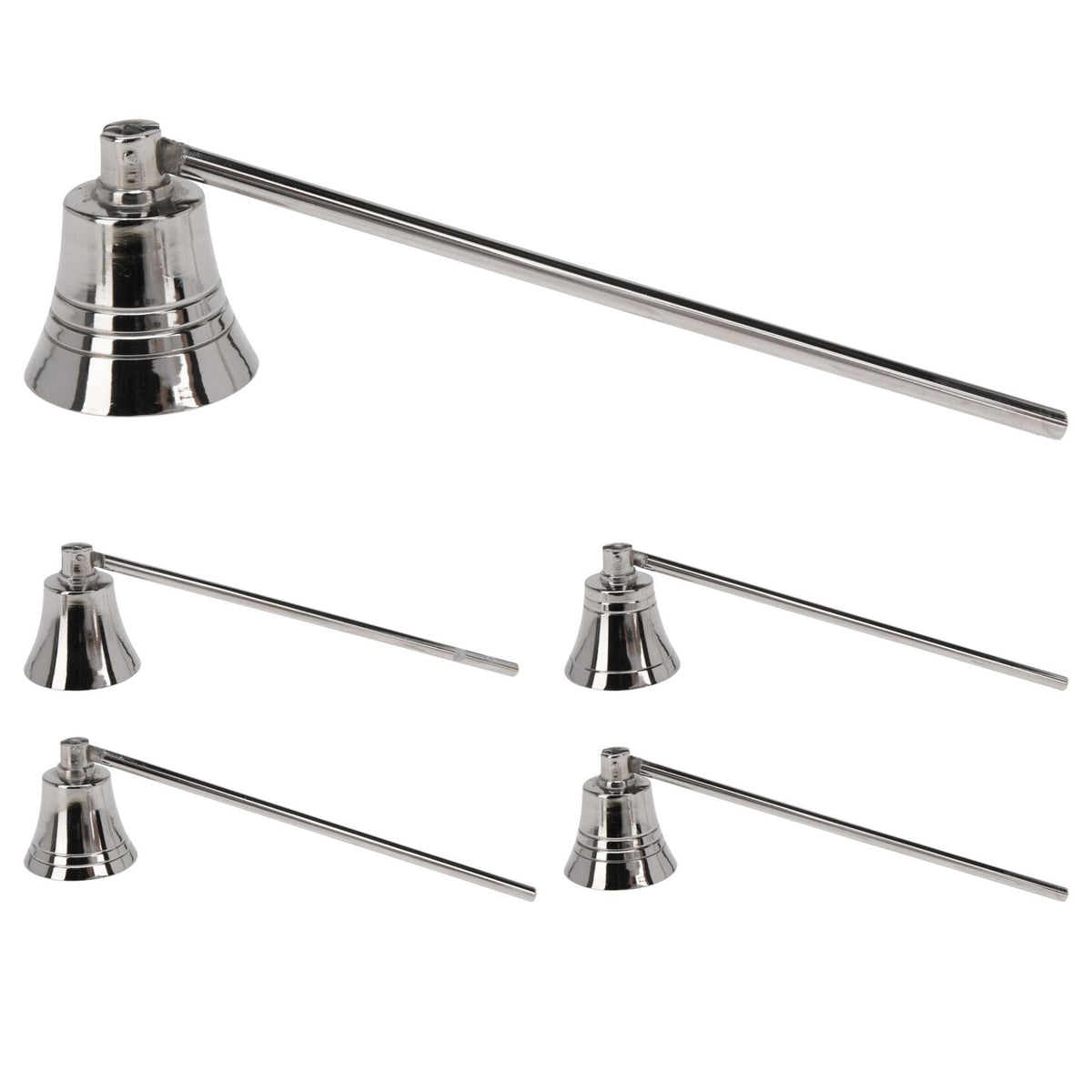 Silver Metal Bell Candle Snuffer | Long Handle Candle Wick Extinguisher - 20cm Candle Snuffer - Tophatter Daily Deals