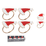 Set of 4 Santa Hat Christmas Napkin Rings | 4 Novelty Napkin Holders for Xmas Napkin Rings - Tophatter Daily Deals
