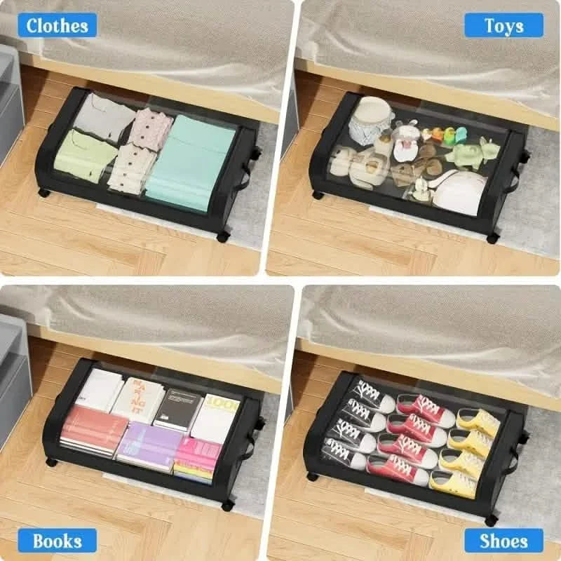 Under-Bed Storage Drawer with Wheels Multipurpose with Clear Window & Label Storage & Organization - Tophatter Daily Deals