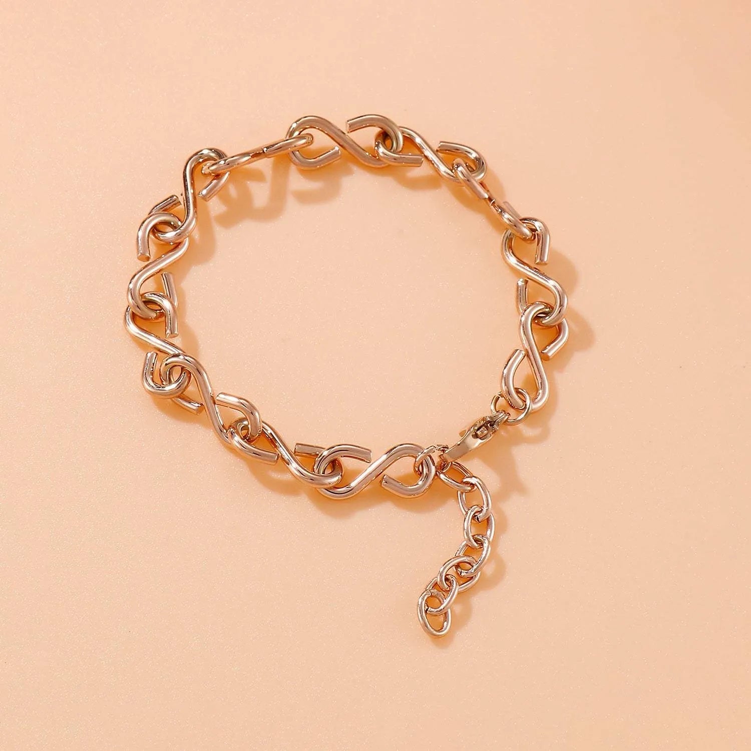 Stainless Steel Figure 8 Chain Link Bracelet Rose Gold One Size Bracelets - Tophatter Daily Deals