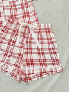 Plaid Lapel Collar Shirt and Shorts Lounge Set Loungewear Sets - Tophatter Daily Deals