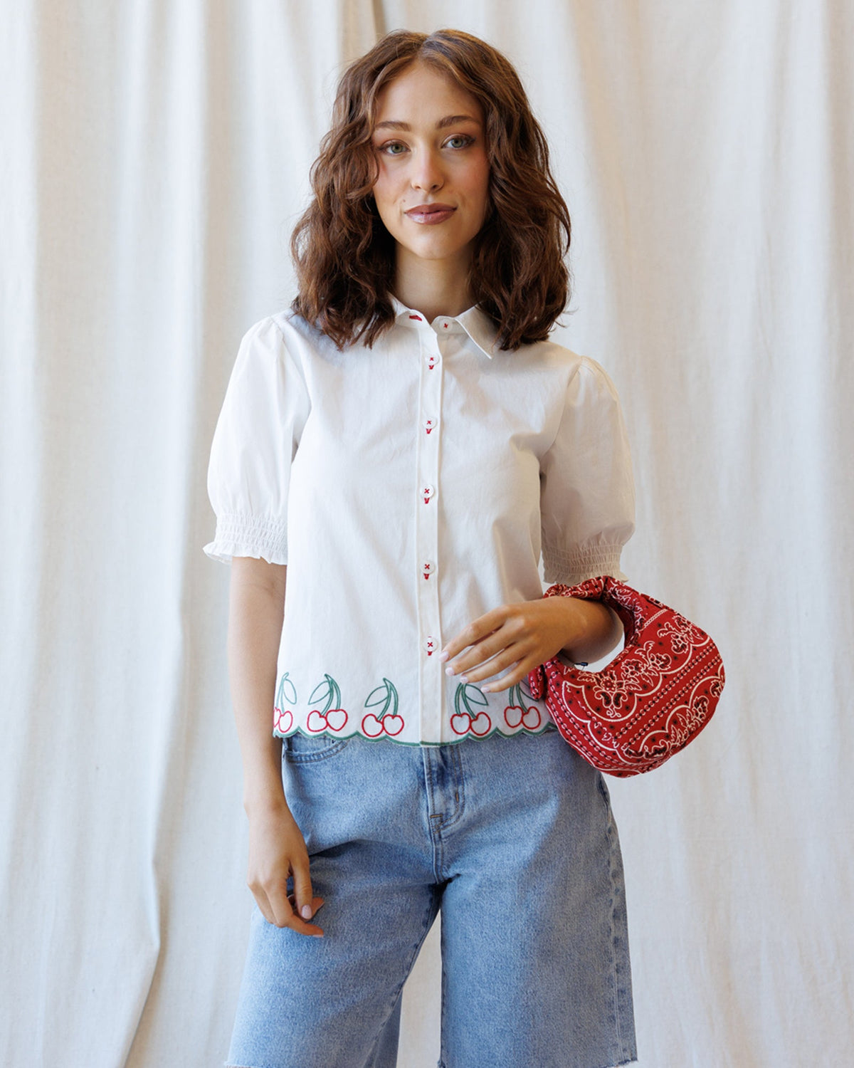 Cherry Cute Button Down Women's Tops - Tophatter Daily Deals