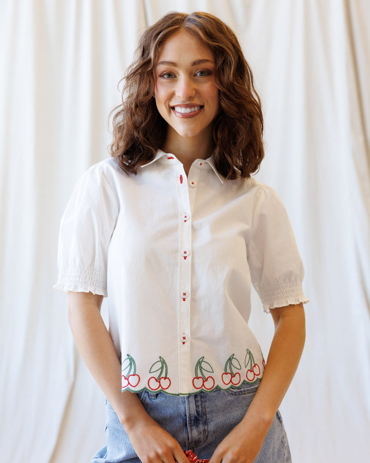 Cherry Cute Button Down Women's Tops - Tophatter Daily Deals