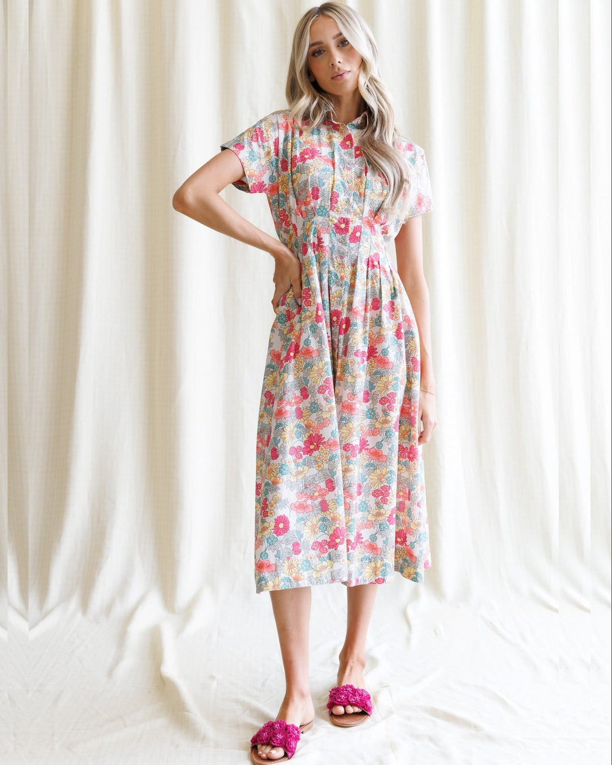 Pleated Shirtdress Women's Dresses - Tophatter Daily Deals