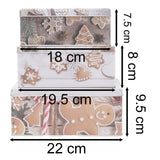 Set of 3 Gingerbread Christmas Storage Tins | Festive Rectangle Nesting Tins Tin - Tophatter Daily Deals