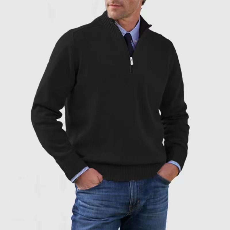 Soft Men's Stand Collar Sweater - Slim Fit, Acrylic Black 3D Changing Face Moving Picture Frame - Tophatter Daily Deals