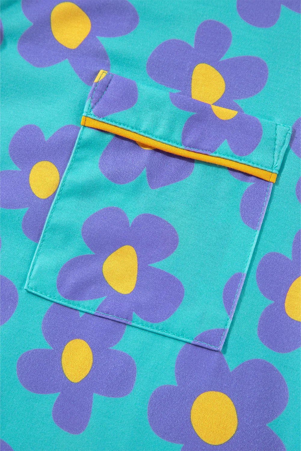 Green Flower Print Long Sleeve Shirt Shorts Pajamas Set Loungewear & Sleepwear/Sleepwear - Tophatter Daily Deals