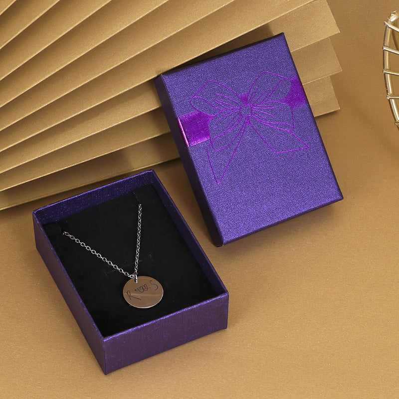 Bow Necklace Earrings Packaging Gift Box Purple7x9cm 0 - Tophatter Daily Deals