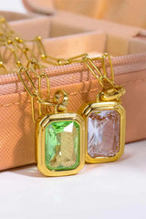 Zircon 18K Gold-Plated Geometrical Shape Pendant Necklace Necklaces - Tophatter Daily Deals