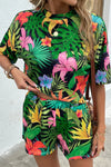 Printed Half Sleeve Top and Shorts Lounge Set Loungewear Sets - Tophatter Daily Deals