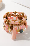 Pink 4Pcs Butterfly Star Pendant Tassel Beaded Bracelet Set Bracelets - Tophatter Daily Deals