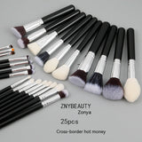 30 PCs Makeup Brush Set Soft Hair Eye Shadow Blush Face Powder Full Set 25 Large Brush Suit 0 - Tophatter Daily Deals