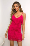 Spaghetti Strap Fringe Mini Dress Cocktail Dresses - Tophatter Daily Deals