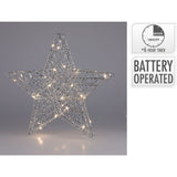Silver Christmas Star Light | Silver Wire LED Standing Star Decoration - 30cm LED Light - Tophatter Daily Deals