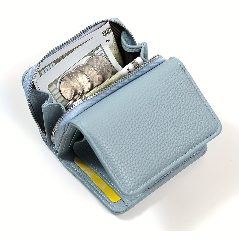 Small Pebbled Leather Trifold Wallet with Zip Coin Pocket Handbags & Wallets - Tophatter Daily Deals