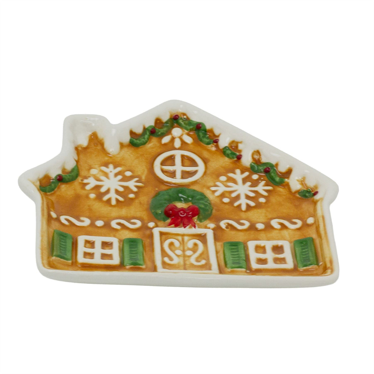 Small Ceramic Gingerbread House Plate | Gingerbread Dish Christmas Snack Plate Plate - Tophatter Daily Deals