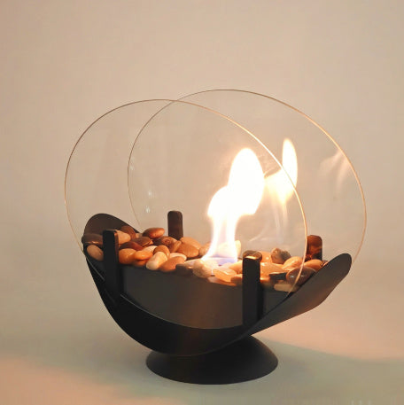 Alcohol Fireplace Lamp Indoor Real Fire Heating Atmosphere Desktop Oval 0 - Tophatter Daily Deals