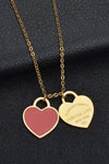 Heart Pendant Stainless Steel Necklace Red Gold One Size Necklaces - Tophatter Daily Deals