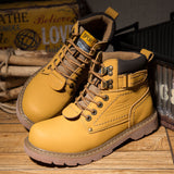 British Style Winter High-top Tooling Plus Velvet Korean Trendy Cowhide Rhubarb Boots 0 - Tophatter Daily Deals