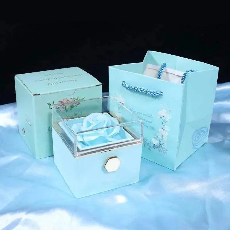 Valentine's™ Rotating Rose Jewelry Box Lake blue Jewelry Boxes - Tophatter Daily Deals