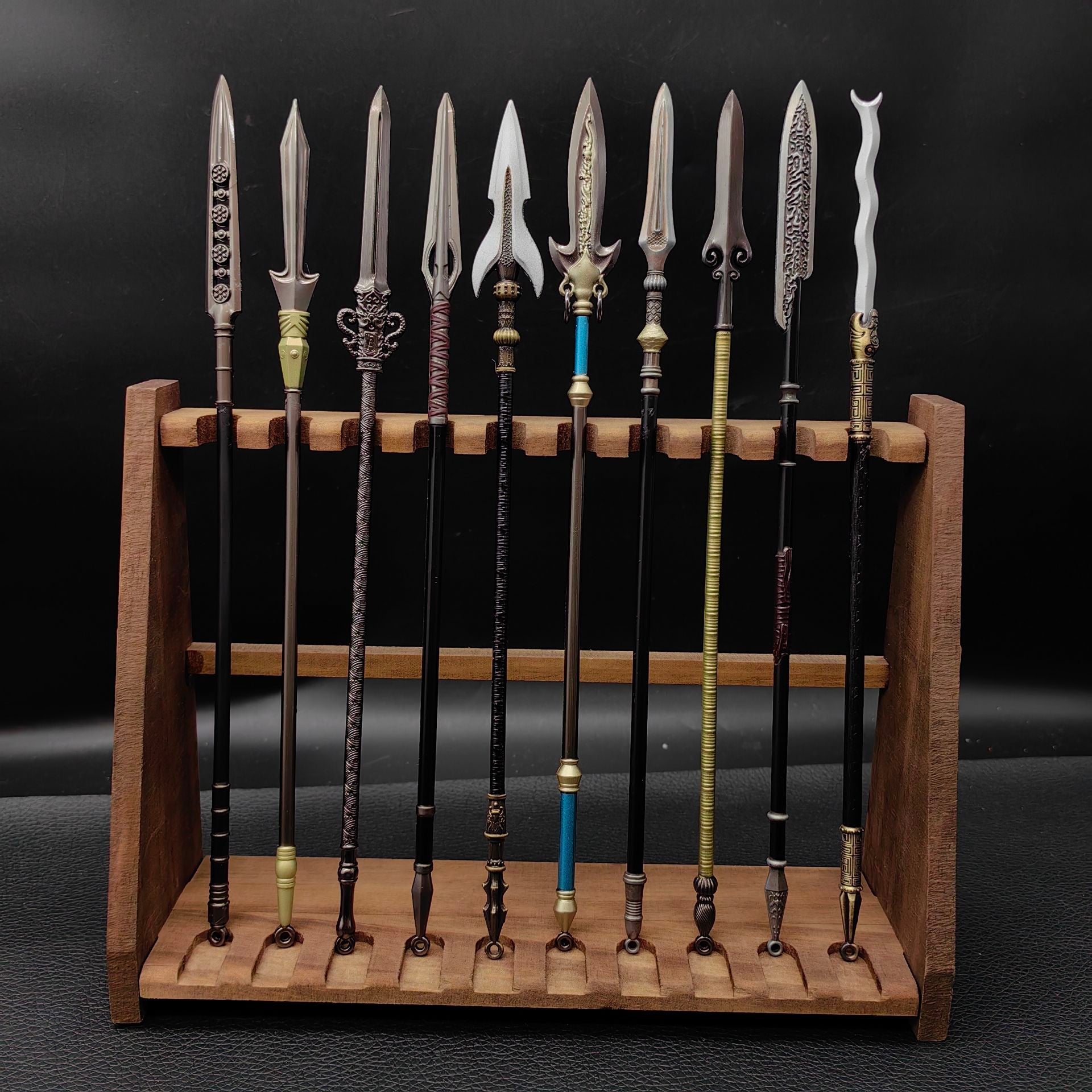 10-Layer Vertical Small Sword Small Long Handle Weapon Wood Display Holder Wooden Kit - Tophatter Daily Deals