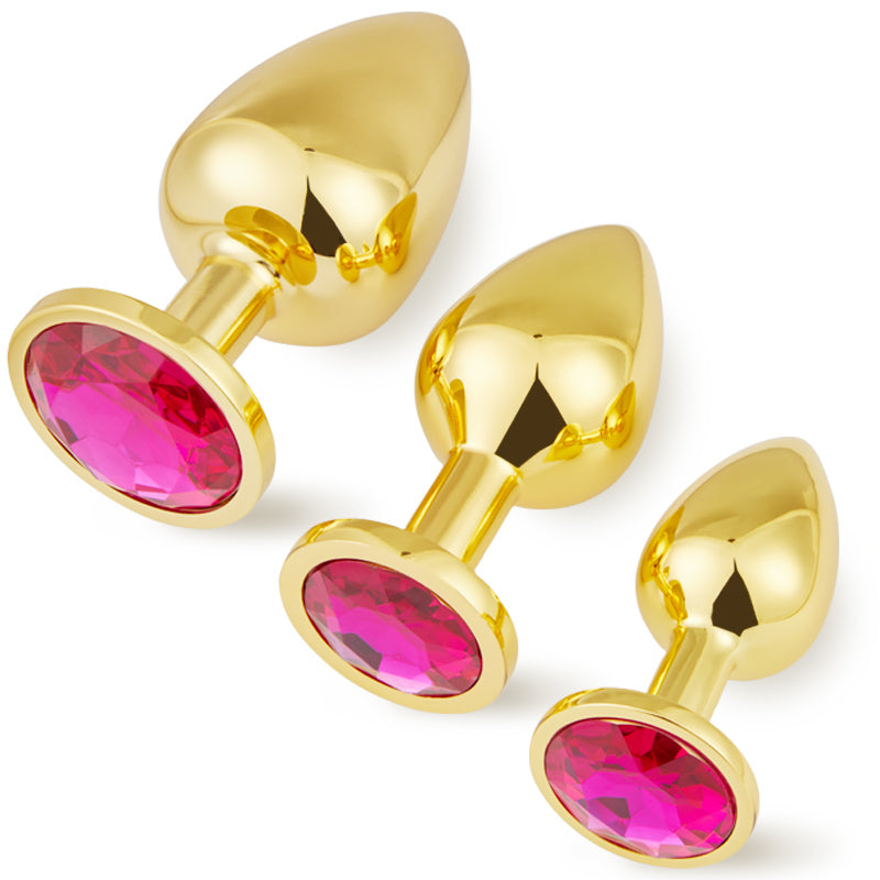 Acmejoy 3 Pieces Gold Butt Plug Multicolored Anal Toys - Tophatter Daily Deals
