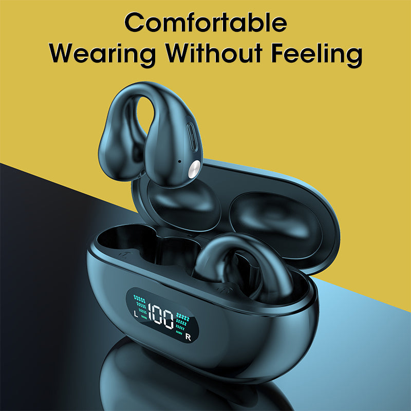 Bone Conduction Headphones TWS Earbuds Ear Clip Bluetooth 5.3 Touch Wireless Earphone In-Ear Bass HIFI Sports Headset 0 - Tophatter Daily Deals