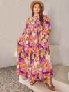 Plus Size Printed Tie Neck Maxi Dress Casual Dresses - Tophatter Daily Deals