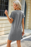 Heathered Round Neck Short Sleeve Dress Casual Dresses - Tophatter Daily Deals