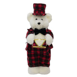 Drumming Christmas Bear Decoration | White Bear in Tartan Uniform with Drum 42cm Ornament - Tophatter Daily Deals