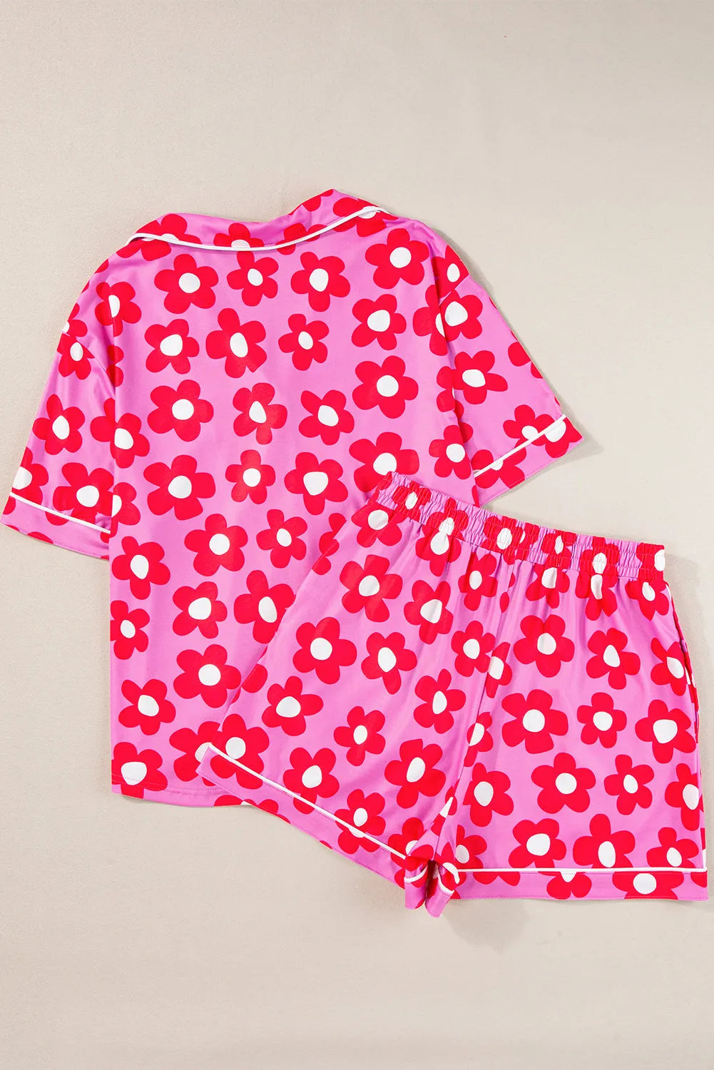 Flower Print Short Sleeve Shirt Pajamas Set Loungewear & Sleepwear/Sleepwear - Tophatter Daily Deals