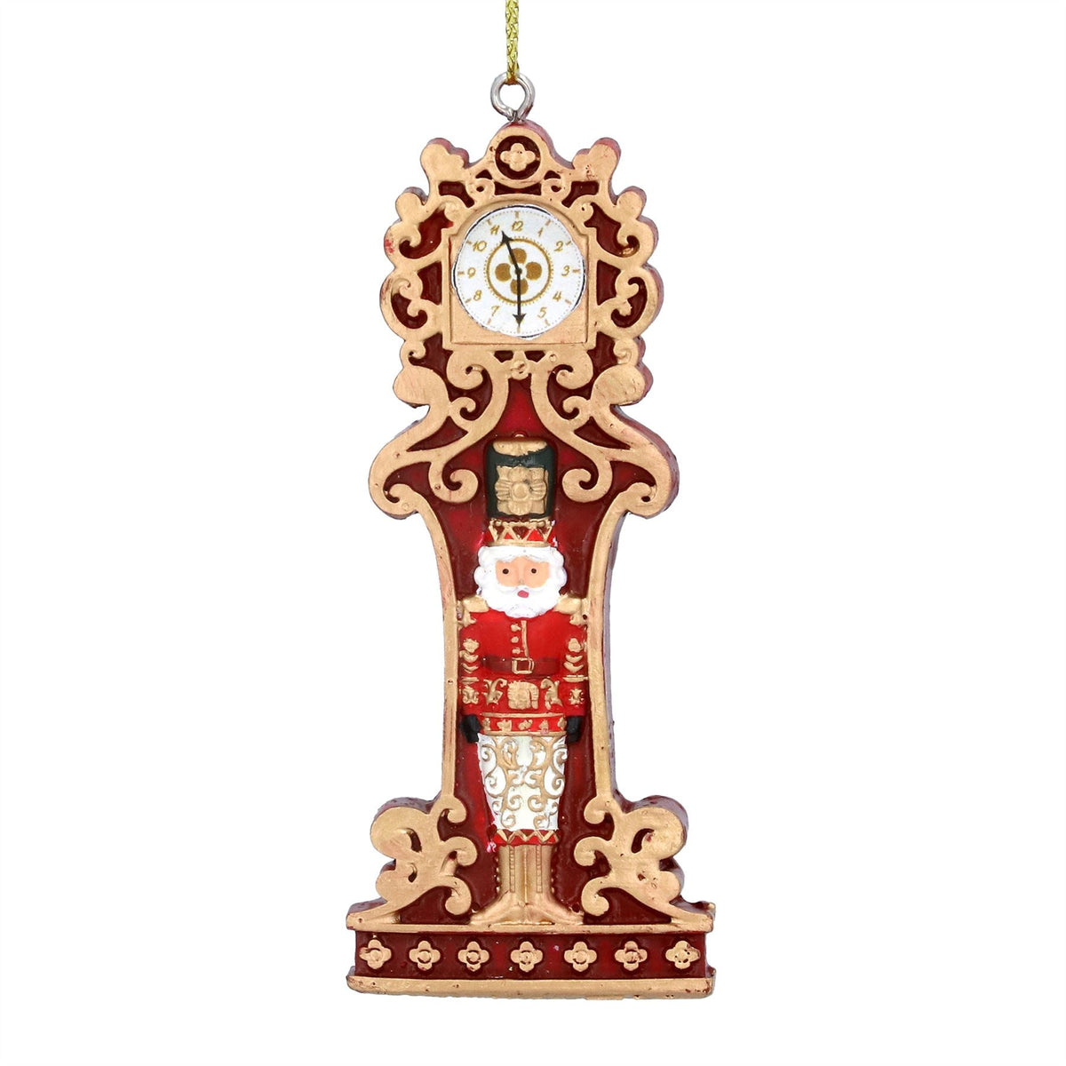 Clock with Nutcracker Christmas Bauble | Resin Christmas Tree Ornament - 9cm Baubles - Tophatter Daily Deals
