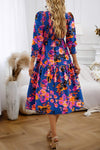 Printed Smocked Lantern Sleeve Ruffled Dress Casual Dresses - Tophatter Daily Deals