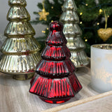Red Glass Christmas Tree | Freestanding Mottled Red Tree Ornament - 13cm Ornament - Tophatter Daily Deals