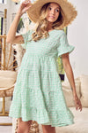 BiBi Ruffled Hem Short Sleeve Tiered Dress Casual Dresses - Tophatter Daily Deals