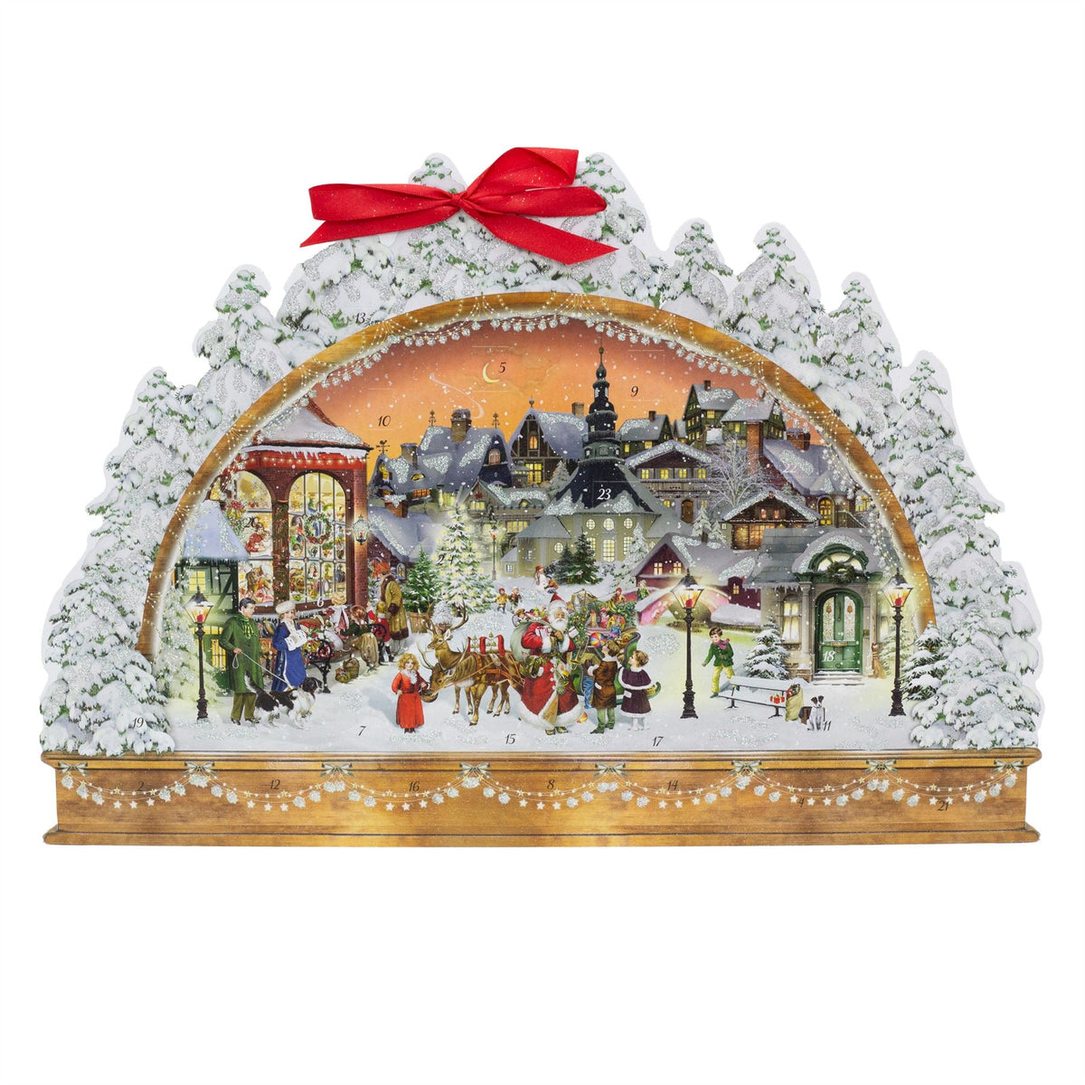 Victorian Christmas Arch Advent Calendar with Santa Scene & Ribbon Hanger Advent Calendar - Tophatter Daily Deals