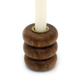 Walnut Ribbed Wooden Candlestick | Rustic Candle Holder for Taper Candles - 7cm Candlestick - Tophatter Daily Deals