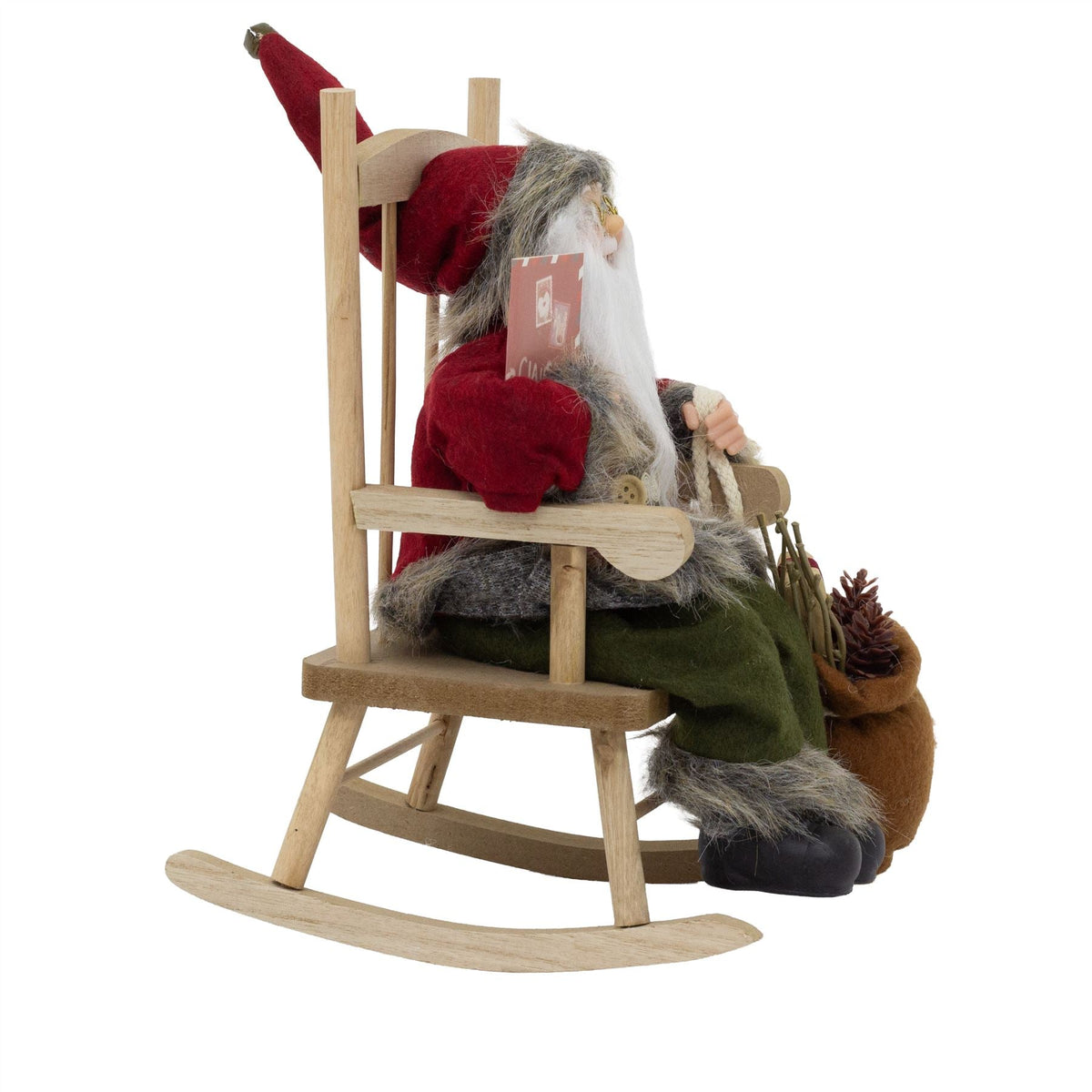 Traditional Santa Claus in Rocking Chair | Rustic Father Christmas Figurine Ornament - Tophatter Daily Deals